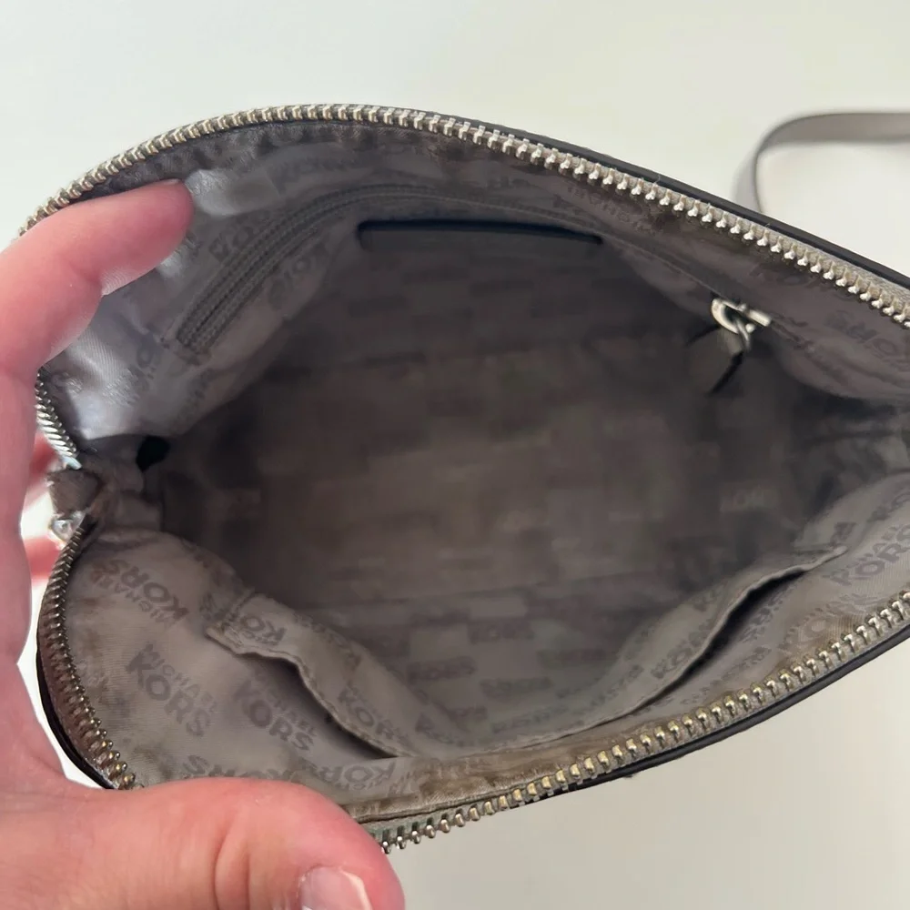 Michael Kors Grey Leather Structured Dome Chain Strap Crossbody Bag‎